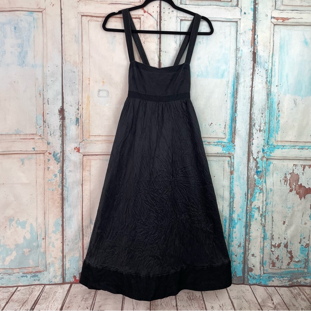 J Crew Silk Black Taffeta Dress Baby Doll Dress Size 0